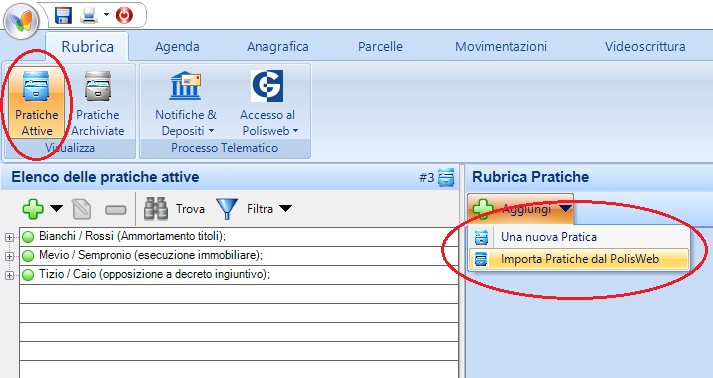 Importa Pratiche